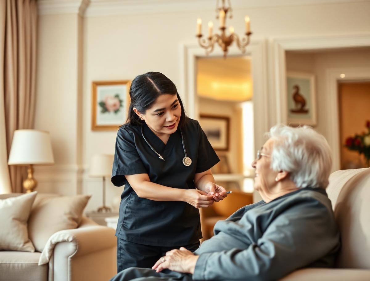 Home nurse supporting a patient during recovery