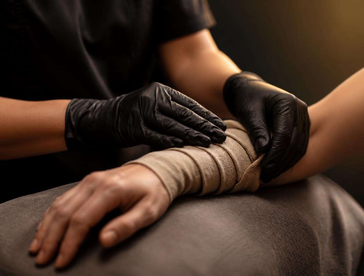Therapist providing post-operative recovery care